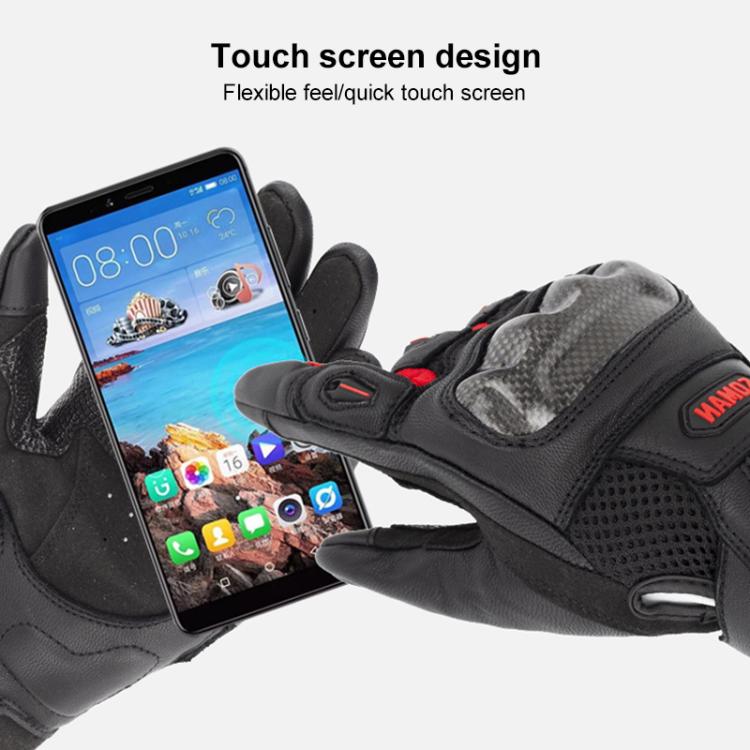 SOMAN MG21 Motorcycle Sheepskin Carbon Fiber Gloves Off-road Riding Anti-slip Gloves, M, L, XL, XXL