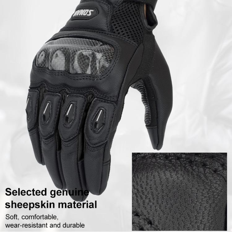 SOMAN MG21 Motorcycle Sheepskin Carbon Fiber Gloves Off-road Riding Anti-slip Gloves, M, L, XL, XXL
