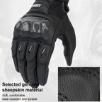 SOMAN MG21 Motorcycle Sheepskin Carbon Fiber Gloves Off-road Riding Anti-slip Gloves, M, L, XL, XXL