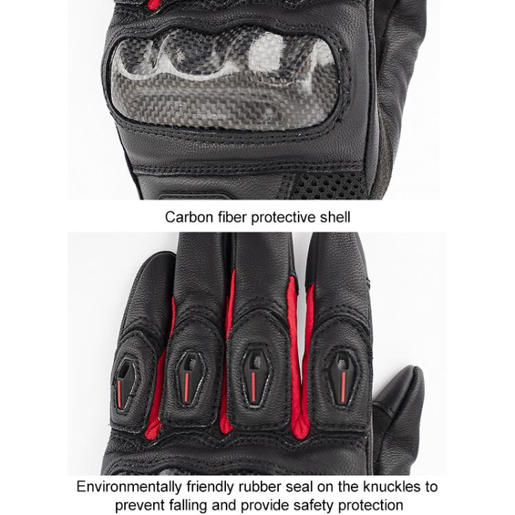 SOMAN MG21 Motorcycle Sheepskin Carbon Fiber Gloves Off-road Riding Anti-slip Gloves, M, L, XL, XXL