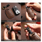For Toyota Alphard Hallmo Crazy Horse Cowhide Car Key Protection Cover, For Toyota Alphard 4-button, For Toyota Alphard 5-button