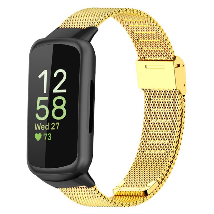 Milanese Metal Buckle Watch Band, For Fitbit Charge 6 / 5, For Fitbit... For Fitbit Inspire 3 Gold