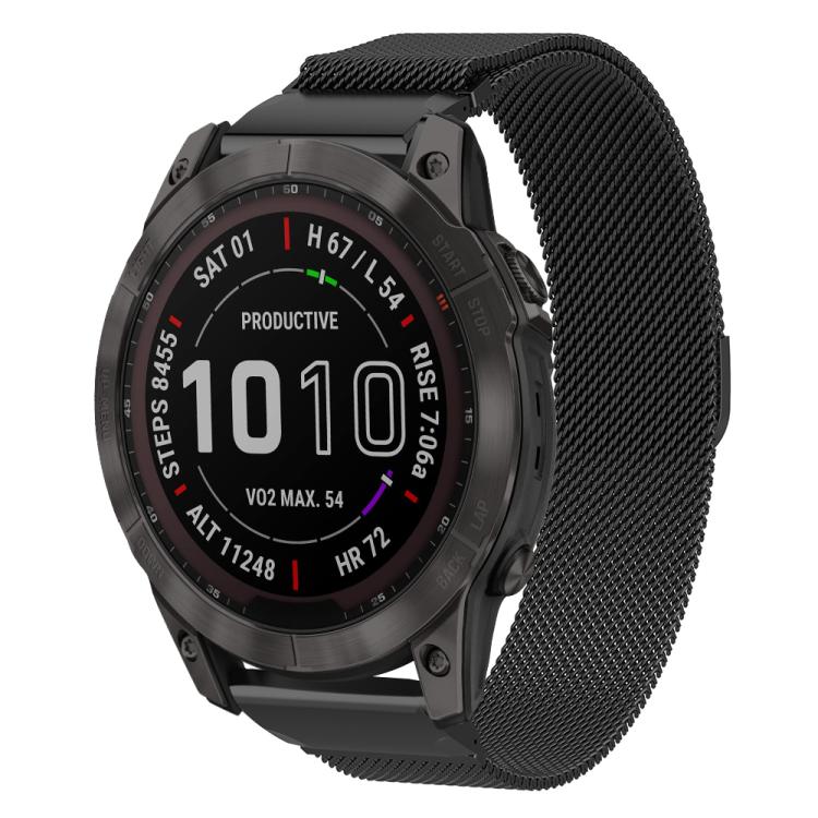 xDfind Milanese Quick Fit Metal Watch Band, For Garmin Fenix 8/7X/6X/5X 26mm, For Garmin Fenix 8/7/6/5 22mm, For Garmin Fenix 8/7S/6S/5S 20mm For Garmin Fenix 8 7X 6X 5X 26mm Black