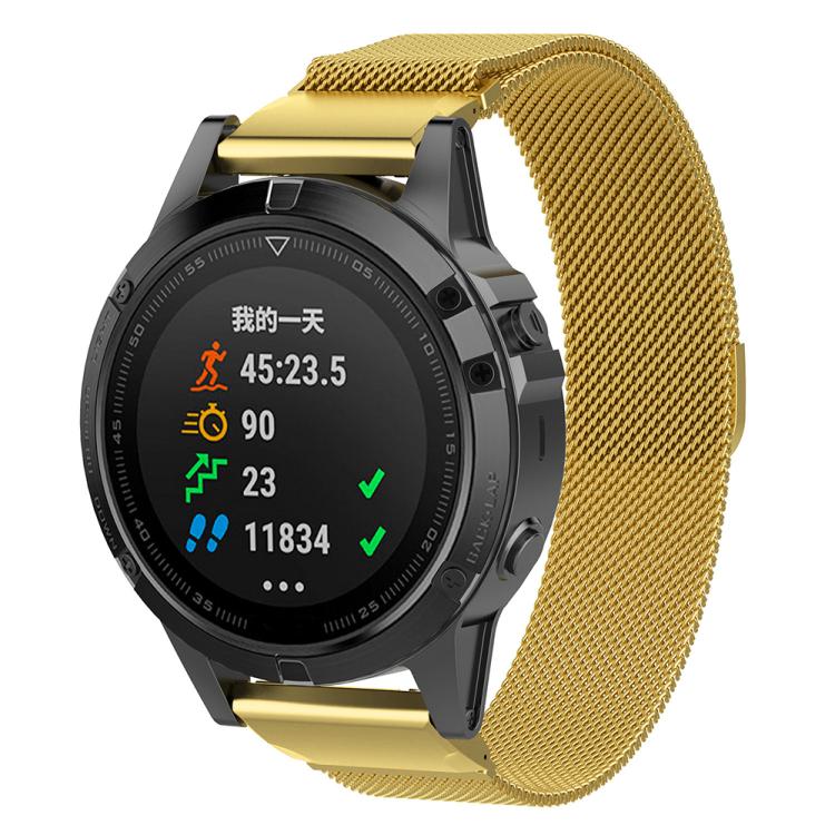 xDfind Milanese Quick Fit Metal Watch Band, For Garmin Fenix 8/7X/6X/5X 26mm, For Garmin Fenix 8/7/6/5 22mm, For Garmin Fenix 8/7S/6S/5S 20mm For Garmin Fenix 8 7 6 5 22mm Gold