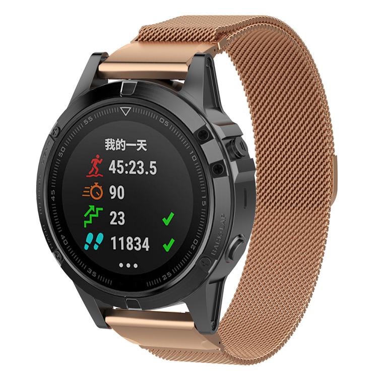 xDfind Milanese Quick Fit Metal Watch Band, For Garmin Fenix 8/7X/6X/5X 26mm, For Garmin Fenix 8/7/6/5 22mm, For Garmin Fenix 8/7S/6S/5S 20mm For Garmin Fenix 8 7 6 5 22mm Rose Gold