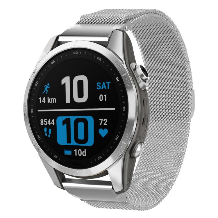 xDfind Milanese Quick Fit Metal Watch Band, For Garmin Fenix 8/7X/6X/5X 26mm, For Garmin Fenix 8/7/6/5 22mm, For Garmin Fenix 8/7S/6S/5S 20mm For Garmin Fenix 8 7S 6S 5S 20mm Silver