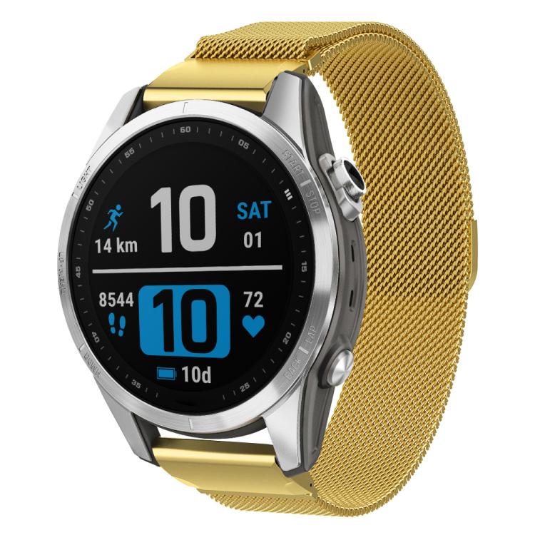 xDfind Milanese Quick Fit Metal Watch Band, For Garmin Fenix 8/7X/6X/5X 26mm, For Garmin Fenix 8/7/6/5 22mm, For Garmin Fenix 8/7S/6S/5S 20mm For Garmin Fenix 8 7S 6S 5S 20mm Gold