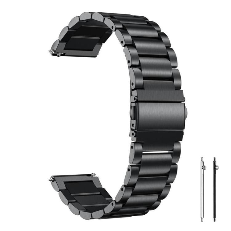 xDfind Three Beads Stainless Steel Watch Band, 14mm, 18mm, 20mm, 22mm 14mm Black