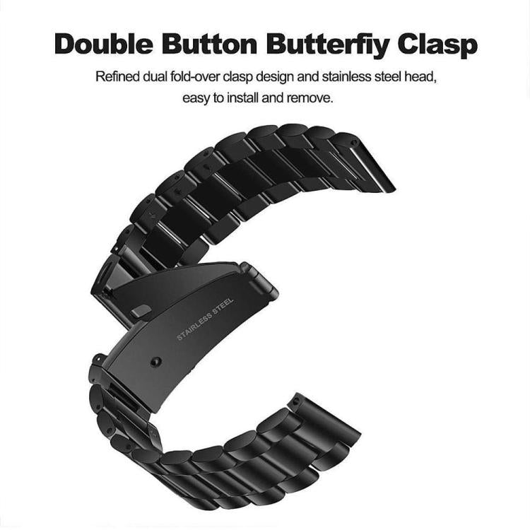 xDfind Three Beads Stainless Steel Watch Band, 14mm, 18mm, 20mm, 22mm
