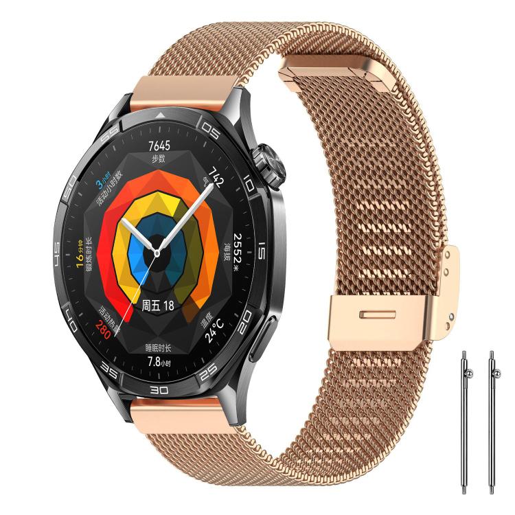 xDfind Buckle Metal Mesh Watch Band, 12mm, 18mm, For Garmin Lily 2 14mm, 20mm, 22mm 22mm Rose Gold