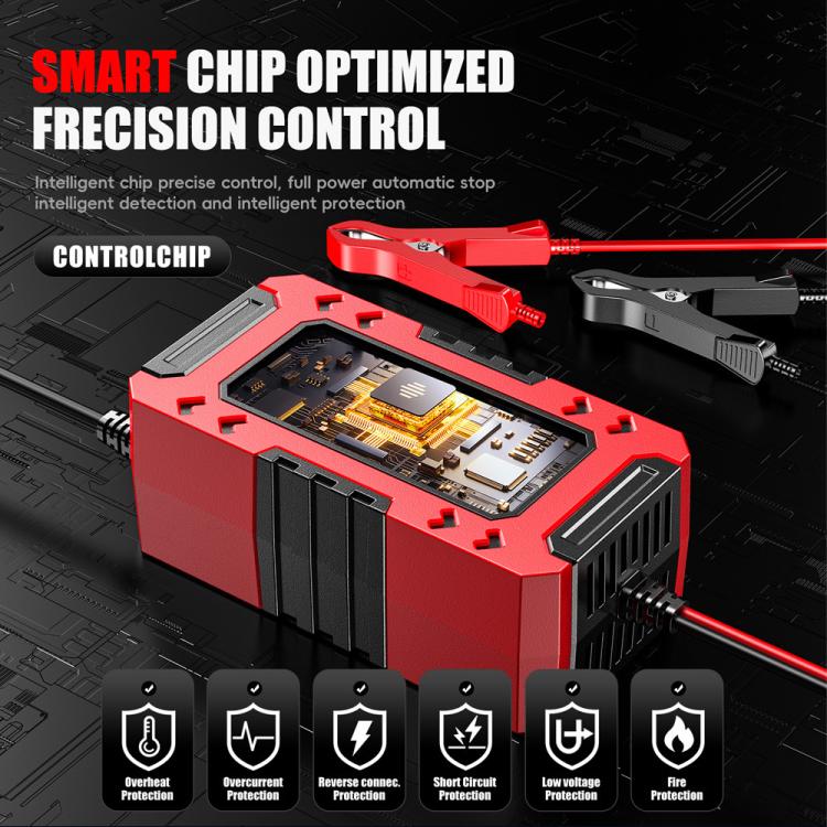 FOXSUR FBC1206F 12V 6A Car Motorcycle Battery Charger Smart Repair Multi-function Charger, EU Plug, US Plug, UK Plug, AU Plug – TPU