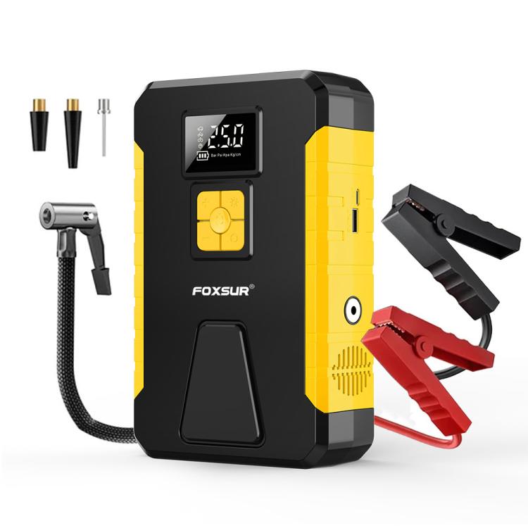 FOXSUR Car Emergency Starter Power Supply Multi-function Portable Car Air Pump – TPU Yellow