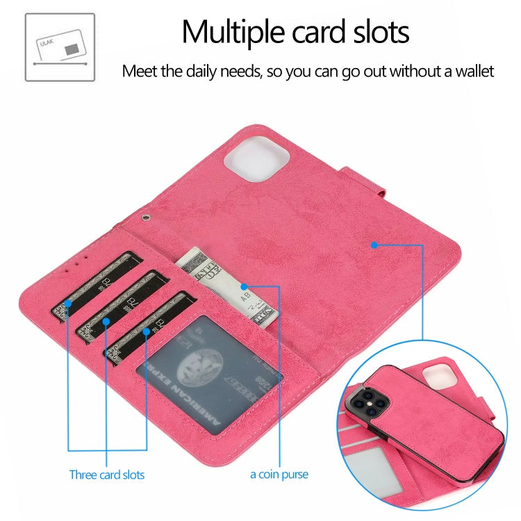 KLT888-2 Retro 2 in 1 Detachable Magnetic Horizontal Flip TPU + PU Leather Case with Holder & Card Slots & Photo Frame & Wallet, For iPhone 12 Pro Max