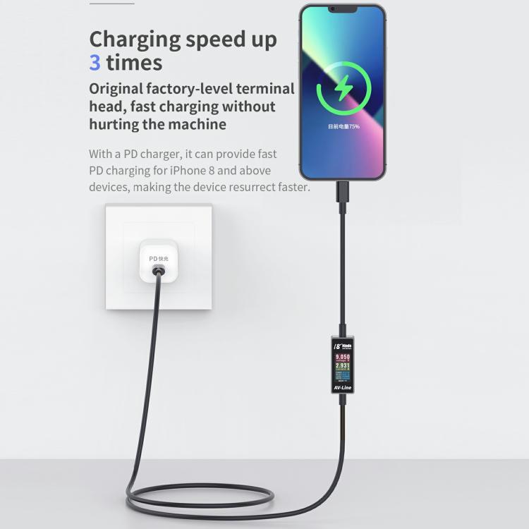 18 Kinds AV-Line Pro 1.2m Intelligent Detection Charging Data Cable, Type-C to 8 Pin, Type-C to Type-C – Fast Charging