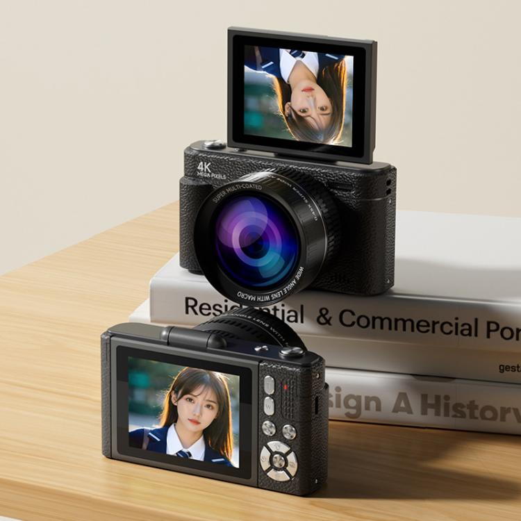 V5 64MP Retro Digital Camera 4K Recording 180 Flip Screen, Large Lens, Small Lens – Flip, 4K Small Lens Black
