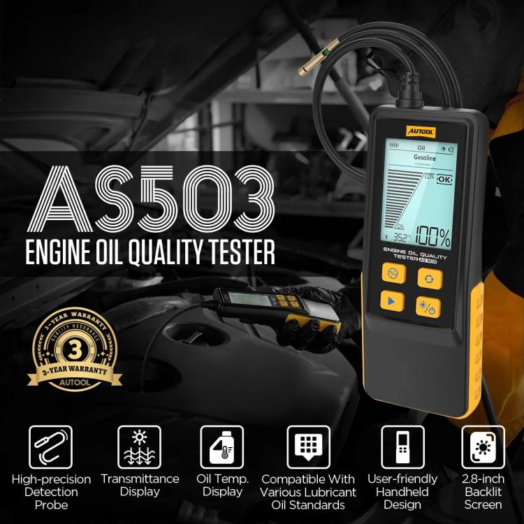AUTOOL AS503 2.8 inch Backlit Display Car Engine Oil Tester Lubricating Oil Quality Analyzer, AS503 – Durable Build, Easy to Use