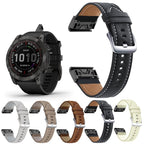 xDfind Silver Buckle Leather Quick Release Watch Band, For Garmin Fenix 7 / 7X / 6X 26mm, For Garmin Fenix 7 / 7X / 6X 22mm
