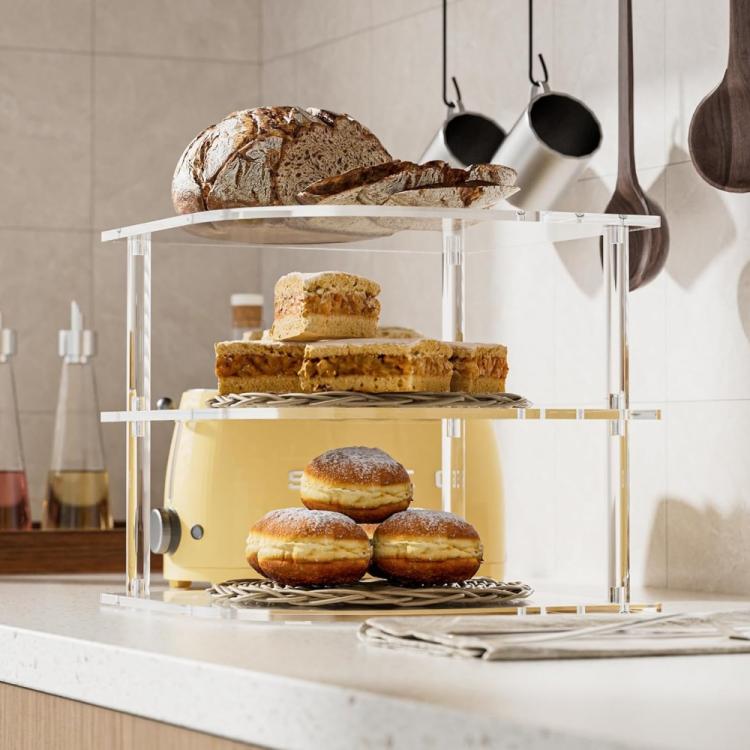 YX165 Acrylic 3 Tier Corner Plates and Bowls Organizer Shelf, YX165 – Durable Build, Easy to Use