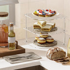 YX165 Acrylic 3 Tier Corner Plates and Bowls Organizer Shelf, YX165 – Durable Build, Easy to Use