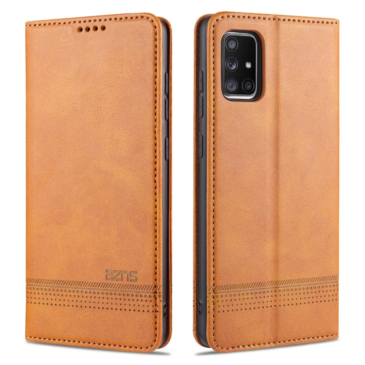 AZNS Magnetic Calf Texture Horizontal Flip Leather Case with Card Slots & Holder & Wallet – Magnetic, Card Slot, Flip, For Samsung Galaxy A51, For Samsung Galaxy A71, For Samsung Galaxy Note 10 Lite For Samsung Galaxy A71 Light Brown