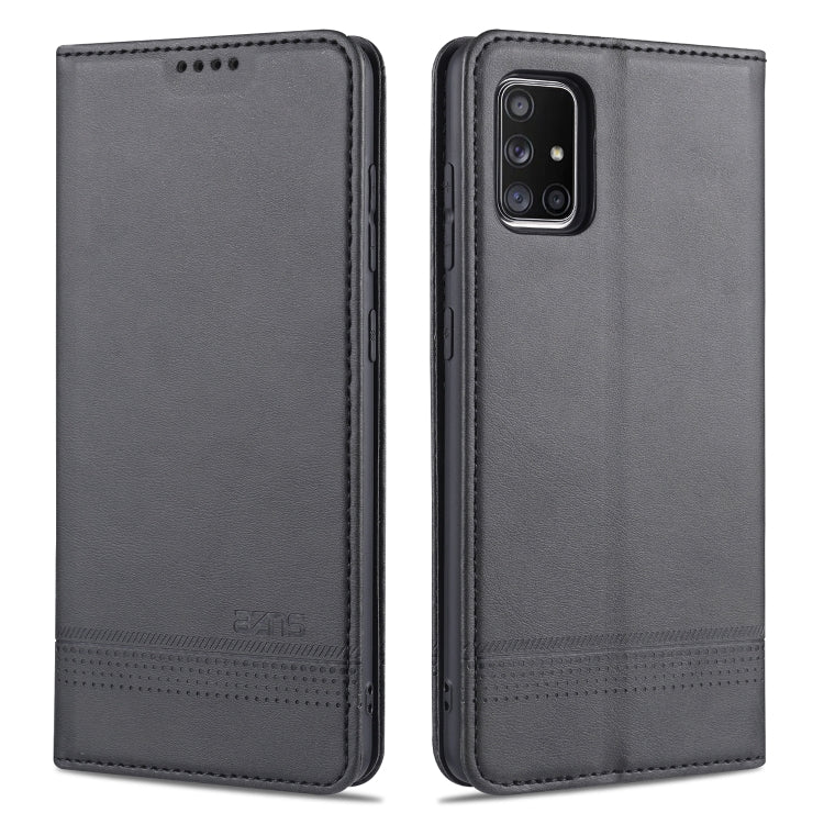 AZNS Magnetic Calf Texture Horizontal Flip Leather Case with Card Slots & Holder & Wallet – Magnetic, Card Slot, Flip, For Samsung Galaxy A51, For Samsung Galaxy A71, For Samsung Galaxy Note 10 Lite For Samsung Galaxy A71 Black