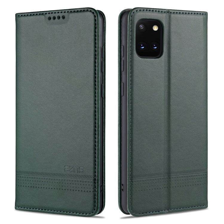AZNS Magnetic Calf Texture Horizontal Flip Leather Case with Card Slots & Holder & Wallet – Magnetic, Card Slot, Flip, For Samsung Galaxy A51, For Samsung Galaxy A71, For Samsung Galaxy Note 10 Lite For Samsung Galaxy Note 10 Lite Dark Green