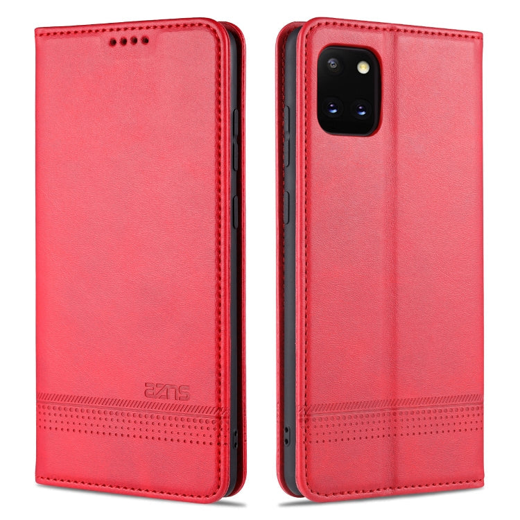 AZNS Magnetic Calf Texture Horizontal Flip Leather Case with Card Slots & Holder & Wallet – Magnetic, Card Slot, Flip, For Samsung Galaxy A51, For Samsung Galaxy A71, For Samsung Galaxy Note 10 Lite For Samsung Galaxy Note 10 Lite Red