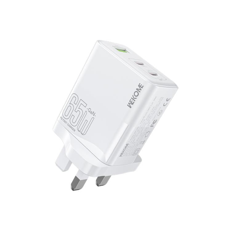 WK WP-U66 Kinkong 65W Dual USB-C / Type-C + USB GaN Fast Charger, UK Plug, US Plug, EU Plug UK Plug