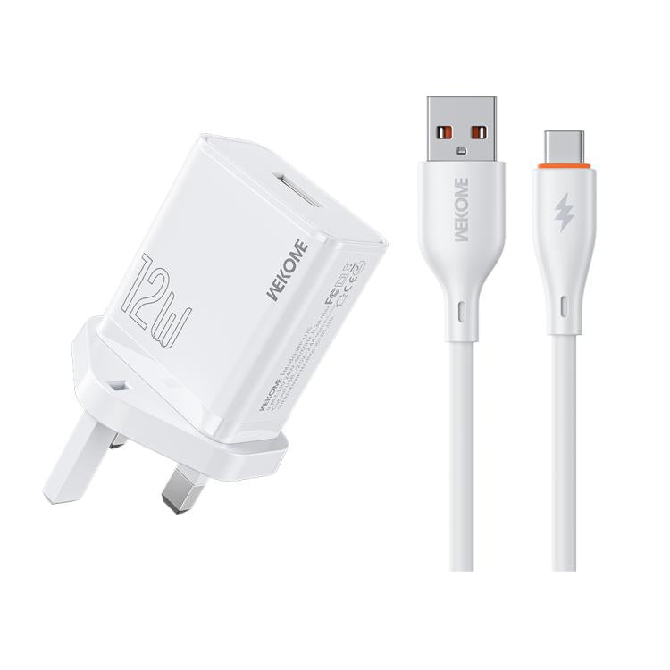 WK WP-U76 Kinkong 12W USB Charger Set, UK Plug, US Plug, EU Plug UK Plug with Type-C Cable