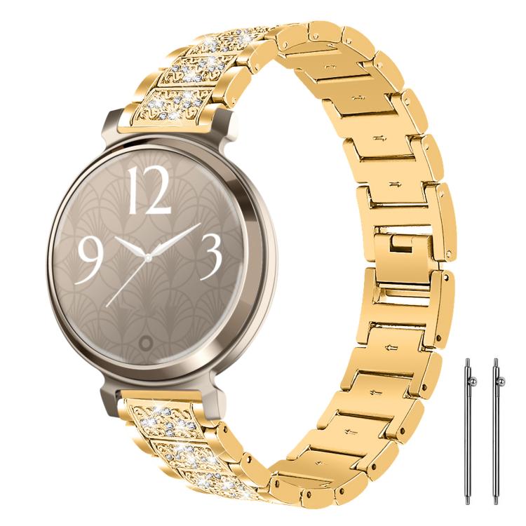 Diamond Jewelry Steel Watch Band, 22mm For Amazfit GTR 4/3/3... 14mm For Garmin Lily 2 Gold