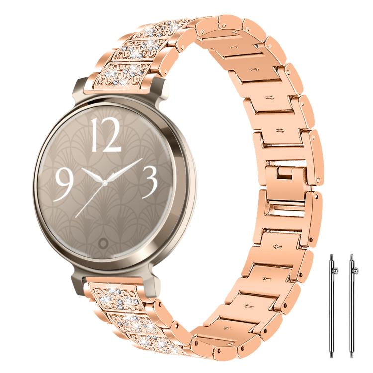 Diamond Jewelry Steel Watch Band, 22mm For Amazfit GTR 4/3/3... 14mm For Garmin Lily 2 Rose Gold