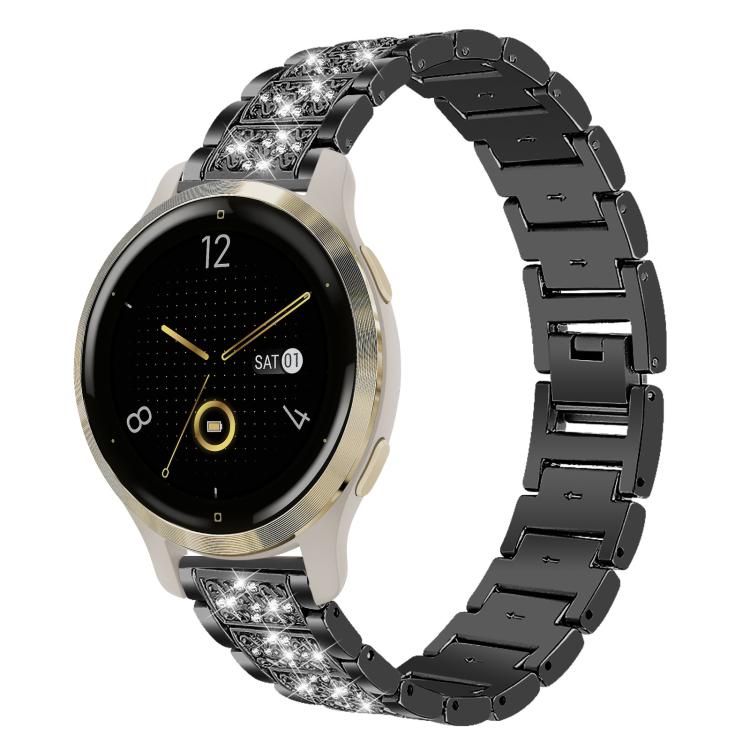 xDfind Diamond Jewelry Steel Watch Band, 22mm For Suunto Race S / Race / 9 Peak / 5 Peak, 20mm For Garmin Forerunner 570 42mm/245/645/158, 22mm For Garmin Venu 3 / vivoactive4, 20mm For Garmin venu 2 / venu / Sq2 / Sq... 18mm For Garmin Venu 2S vivoactive 4s 3s Black
