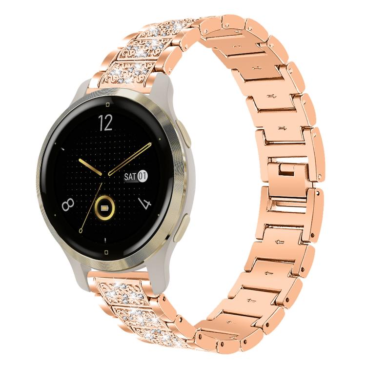 xDfind Diamond Jewelry Steel Watch Band, 22mm For Suunto Race S / Race / 9 Peak / 5 Peak, 20mm For Garmin Forerunner 570 42mm/245/645/158, 22mm For Garmin Venu 3 / vivoactive4, 20mm For Garmin venu 2 / venu / Sq2 / Sq... 18mm For Garmin Venu 2S vivoactive 4s 3s Rose Gold