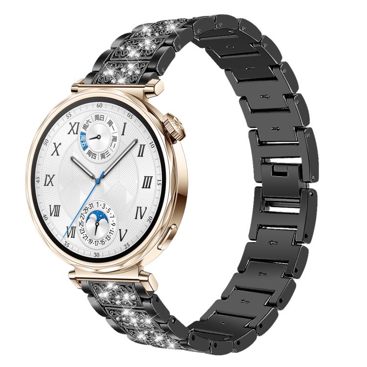 Diamond Jewelry Steel Watch Band, 22mm For Amazfit GTR 4/3/3... 18mm For Huawei GT5 GT4 41mm OPPO Watch X2 Mini Black