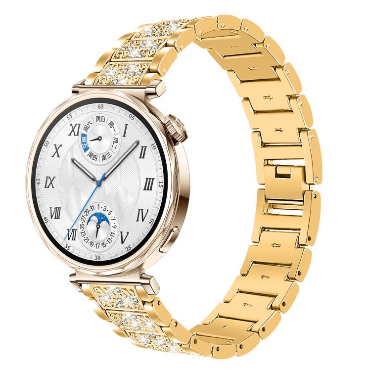 Diamond Jewelry Steel Watch Band, 22mm For Amazfit GTR 4/3/3... 18mm For Huawei GT5 GT4 41mm OPPO Watch X2 Mini Gold