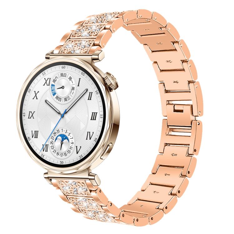 Diamond Jewelry Steel Watch Band, 22mm For Amazfit GTR 4/3/3... 18mm For Huawei GT5 GT4 41mm OPPO Watch X2 Mini Rose Gold