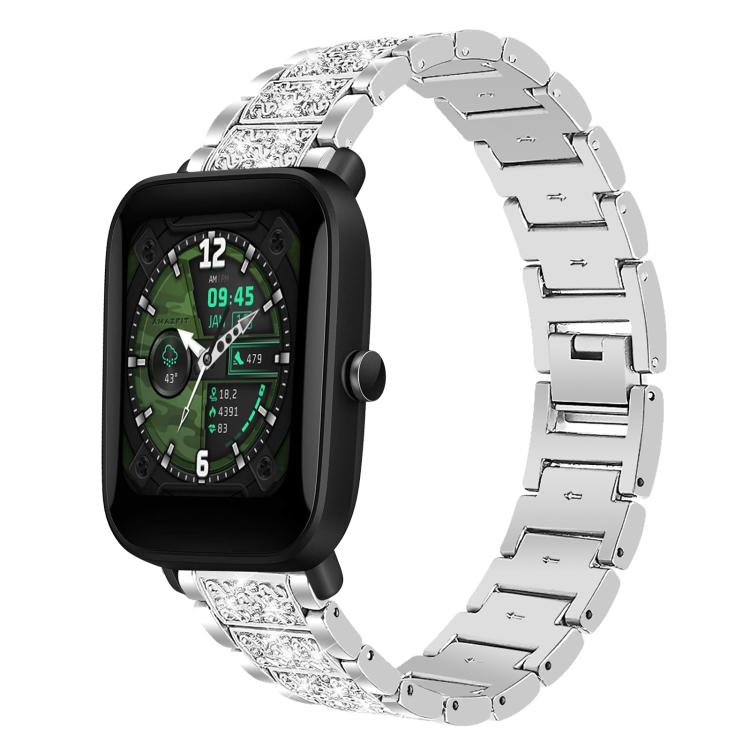 Diamond Jewelry Steel Watch Band, 22mm For Amazfit GTR 4/3/3... 20mm For Amazfit Bip U Lite Bip 3 Pro Silver