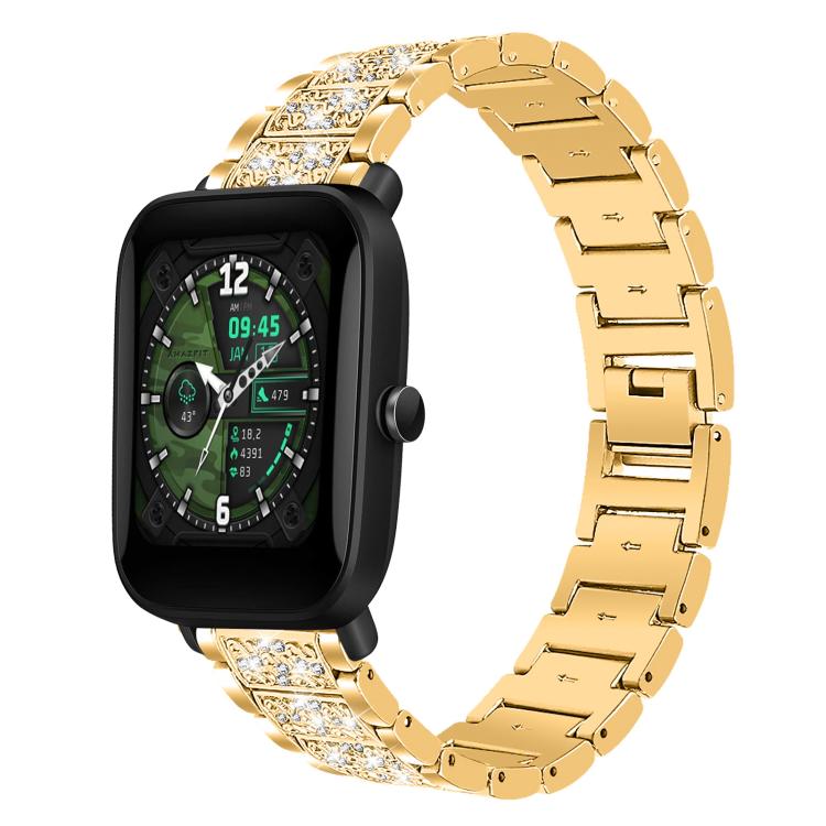 Diamond Jewelry Steel Watch Band, 22mm For Amazfit GTR 4/3/3... 20mm For Amazfit Bip U Lite Bip 3 Pro Gold