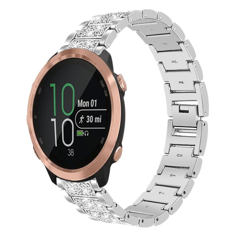 xDfind Diamond Jewelry Steel Watch Band, 22mm For Suunto Race S / Race / 9 Peak / 5 Peak, 20mm For Garmin Forerunner 570 42mm/245/645/158, 22mm For Garmin Venu 3 / vivoactive4, 20mm For Garmin venu 2 / venu / Sq2 / Sq... 20mm For Garmin Forerunner 570 42mm 245 645 158 Silver