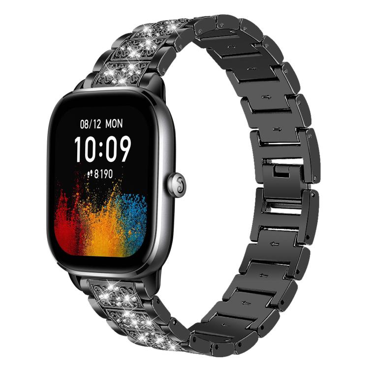 Diamond Jewelry Steel Watch Band, 22mm For Amazfit GTR 4/3/3... 20mm For Amazfit GTS4 mini GTS3 2 2E GT2 mini Black