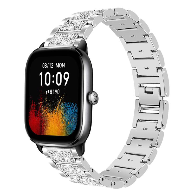 Diamond Jewelry Steel Watch Band, 22mm For Amazfit GTR 4/3/3... 20mm For Amazfit GTS4 mini GTS3 2 2E GT2 mini Silver