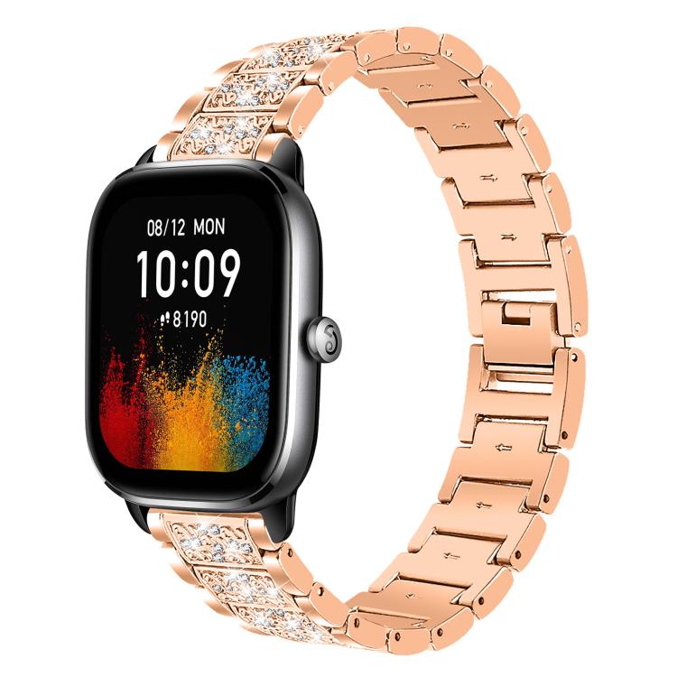 Diamond Jewelry Steel Watch Band, 22mm For Amazfit GTR 4/3/3... 20mm For Amazfit GTS4 mini GTS3 2 2E GT2 mini Rose Gold