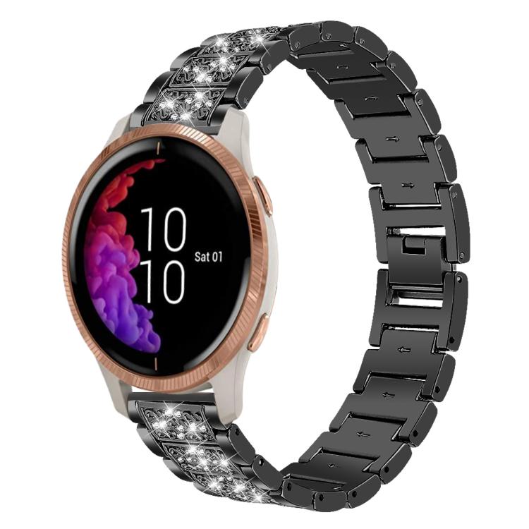 xDfind Diamond Jewelry Steel Watch Band, 22mm For Suunto Race S / Race / 9 Peak / 5 Peak, 20mm For Garmin Forerunner 570 42mm/245/645/158, 22mm For Garmin Venu 3 / vivoactive4, 20mm For Garmin venu 2 / venu / Sq2 / Sq... 20mm For Garmin venu 2 venu Sq2 Sq Black