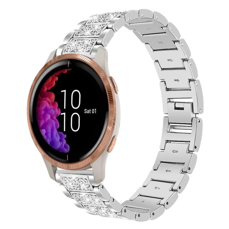 xDfind Diamond Jewelry Steel Watch Band, 22mm For Suunto Race S / Race / 9 Peak / 5 Peak, 20mm For Garmin Forerunner 570 42mm/245/645/158, 22mm For Garmin Venu 3 / vivoactive4, 20mm For Garmin venu 2 / venu / Sq2 / Sq... 20mm For Garmin venu 2 venu Sq2 Sq Silver