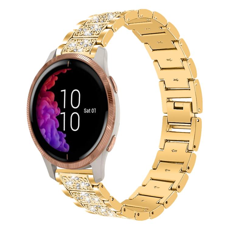 xDfind Diamond Jewelry Steel Watch Band, 22mm For Suunto Race S / Race / 9 Peak / 5 Peak, 20mm For Garmin Forerunner 570 42mm/245/645/158, 22mm For Garmin Venu 3 / vivoactive4, 20mm For Garmin venu 2 / venu / Sq2 / Sq... 20mm For Garmin venu 2 venu Sq2 Sq Gold