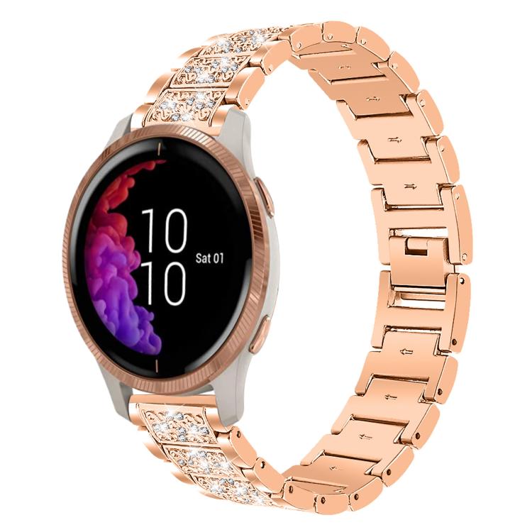 xDfind Diamond Jewelry Steel Watch Band, 22mm For Suunto Race S / Race / 9 Peak / 5 Peak, 20mm For Garmin Forerunner 570 42mm/245/645/158, 22mm For Garmin Venu 3 / vivoactive4, 20mm For Garmin venu 2 / venu / Sq2 / Sq... 20mm For Garmin venu 2 venu Sq2 Sq Rose Gold