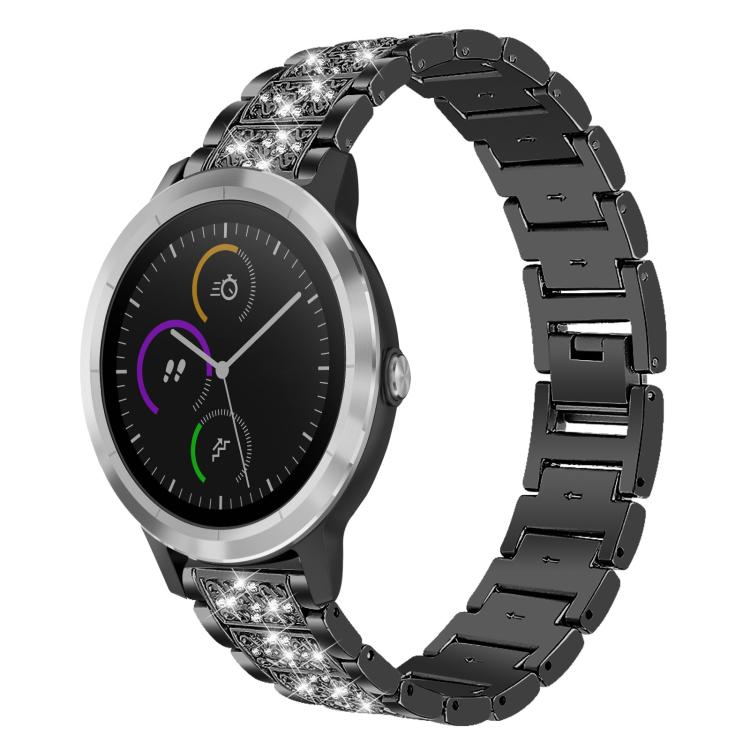 xDfind Diamond Jewelry Steel Watch Band, 22mm For Suunto Race S / Race / 9 Peak / 5 Peak, 20mm For Garmin Forerunner 570 42mm/245/645/158, 22mm For Garmin Venu 3 / vivoactive4, 20mm For Garmin venu 2 / venu / Sq2 / Sq... 20mm For Garmin GarminMove Sport vivoactive3 Black