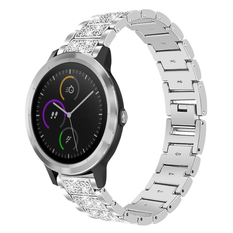 xDfind Diamond Jewelry Steel Watch Band, 22mm For Suunto Race S / Race / 9 Peak / 5 Peak, 20mm For Garmin Forerunner 570 42mm/245/645/158, 22mm For Garmin Venu 3 / vivoactive4, 20mm For Garmin venu 2 / venu / Sq2 / Sq... 20mm For Garmin GarminMove Sport vivoactive3 Silver