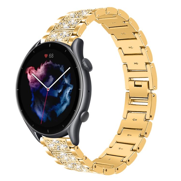 Diamond Jewelry Steel Watch Band, 22mm For Amazfit GTR 4/3/3... 22mm For Amazfit GTR 4 3 3 Pro Bip6 Bip5 Gold