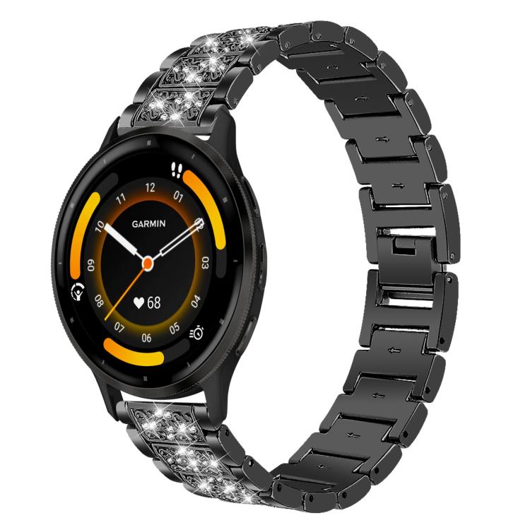 xDfind Diamond Jewelry Steel Watch Band, 22mm For Suunto Race S / Race / 9 Peak / 5 Peak, 20mm For Garmin Forerunner 570 42mm/245/645/158, 22mm For Garmin Venu 3 / vivoactive4, 20mm For Garmin venu 2 / venu / Sq2 / Sq... 22mm For Garmin Venu 3 vivoactive4 Black